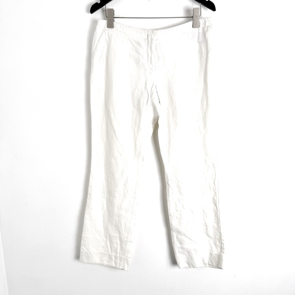 Roberto Cavalli White Linen Cropped Pants size 44IT (US 8) - Picture 1 of 6